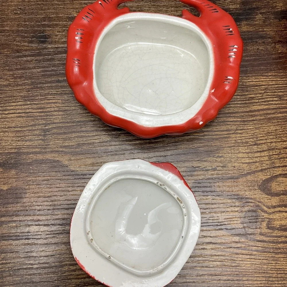 Pair Of Vtg Porcelain Crab Shaped Butter Pot Dishes Ramican From Czechoslovakia - Picture 4 of 13